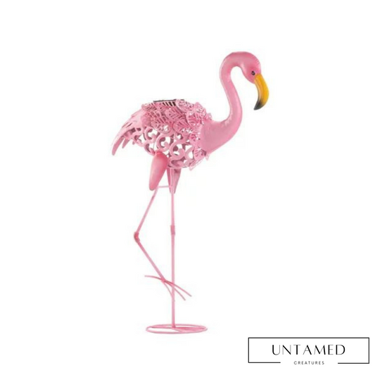 Leaning Solar Flamingo Garden Statue