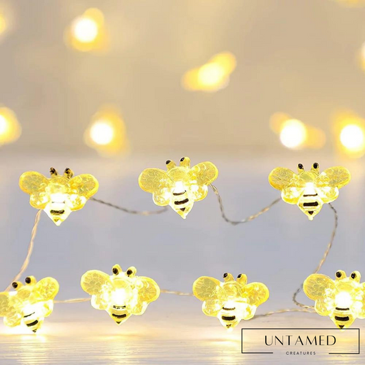 White Yellow LED Bee String Light with Honey Fairy Theme Room Decor