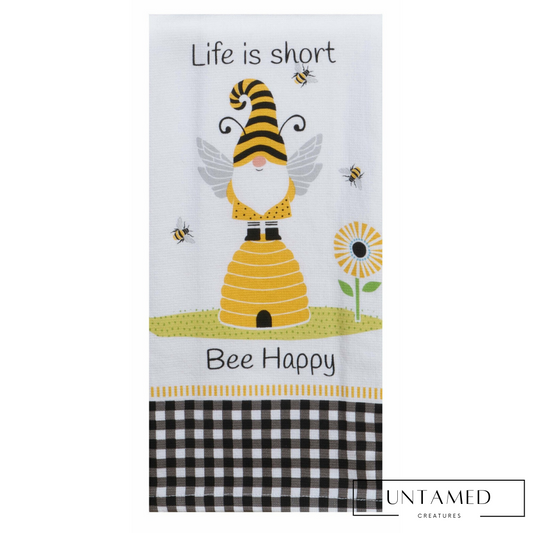 Set of 2 Life is Short, Bee Happy Kitchen Towel