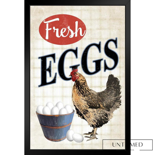 Colorful Paperwood Chicken Frame with Fresh Eggs Text Wall Decor