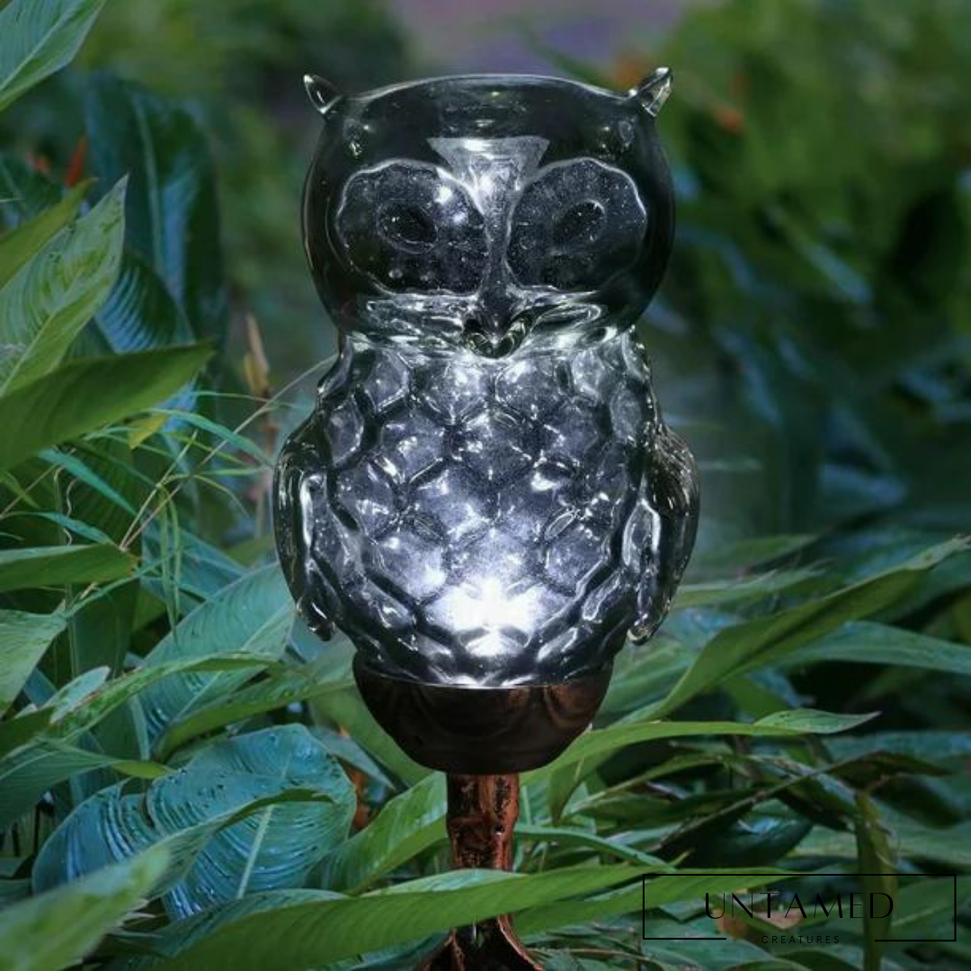 Glass Owl Solar Powered Garden Stake