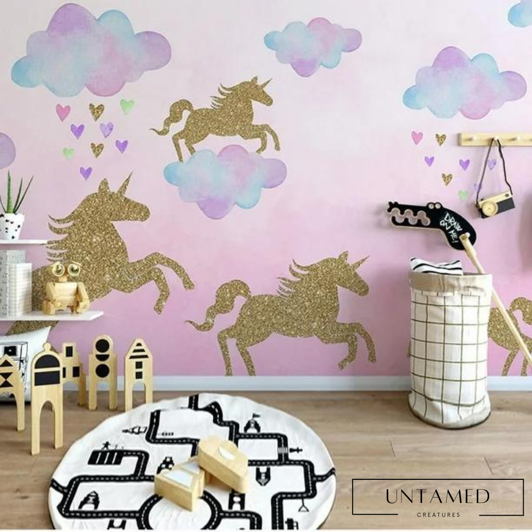 Colorful PVC Horse Wall Sticker with Enchanting Unicorn and Clouds Des –  Untamed Creatures
