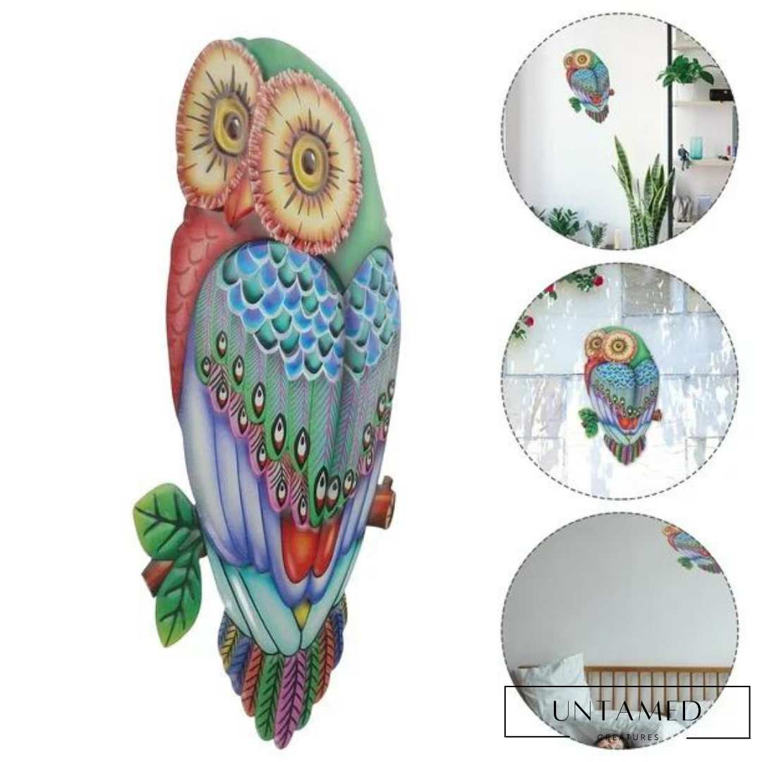 Colorful Iron Owl Wall Decor with Artsy Design Wall Decor