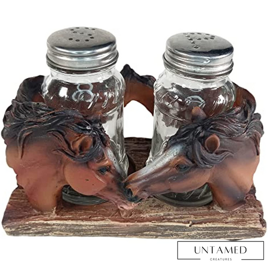 Two Horse Salt and Pepper Shaker Caddy