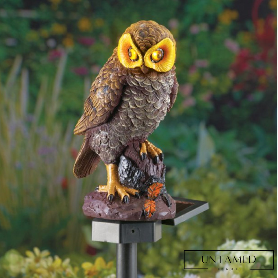 Solar Brown Hooting Owl Garden Decor