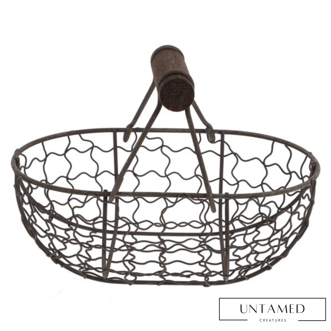 Mainstays Large Round Wire Basket with Handles, Black 