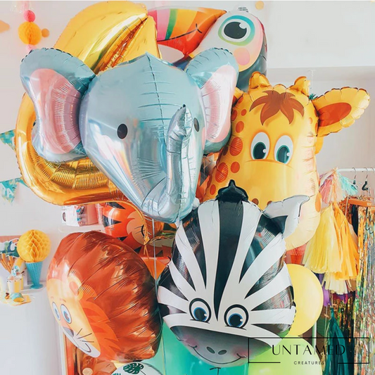 Grey Pink Foil Elephant Head Balloon with 3D Design Party Decor