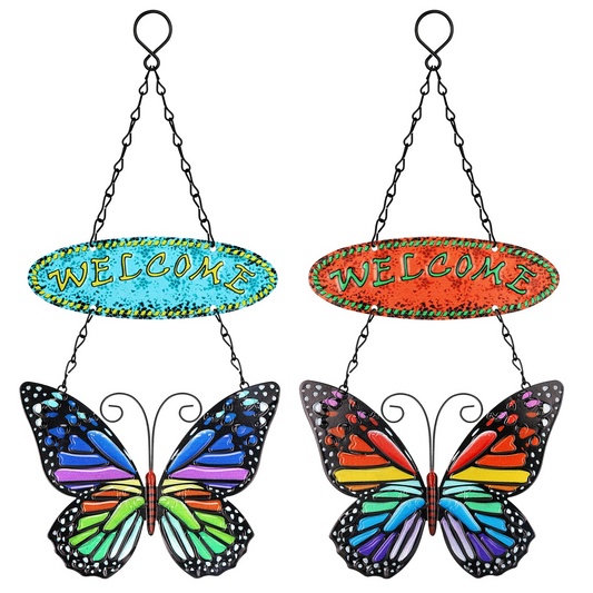 Achort Butterfly Welcome Sign Duo