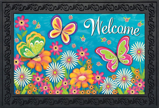 18" x 30" Vibrant Butterfly Garden Welcome Doormat