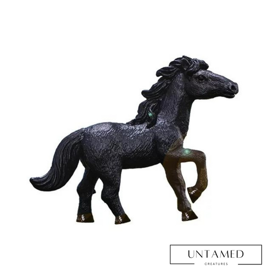 Black Plastic Horse Miniature Ornament with Realistic Design Garden Decor