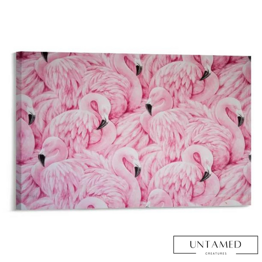 Pink Wood Flamingo Gallery Wrapped Artwork Frame with Nature Inspired Design Wall Decor