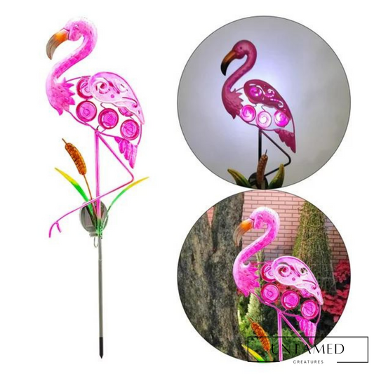 Pink Plastic Flamingo Decorative Lamp with Solar-Powered Light Outdoor Lawn Decor