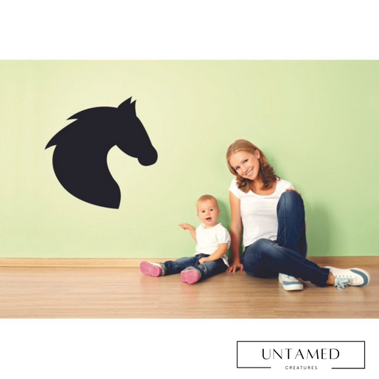 Black Canvas Horse Wall Print with Farm Theme Design Nursery Room Decor