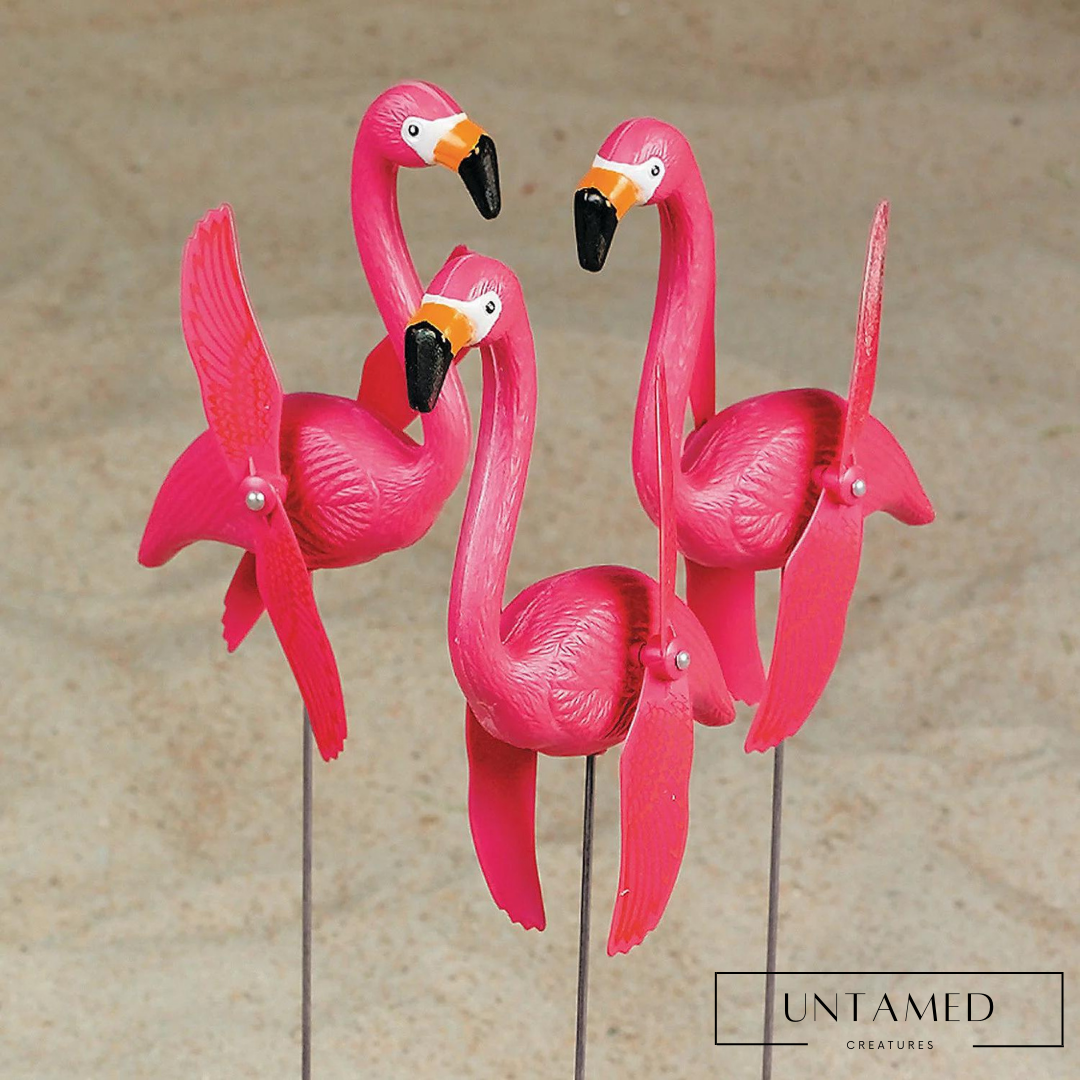 Flamingo Twirling Yard Stakes