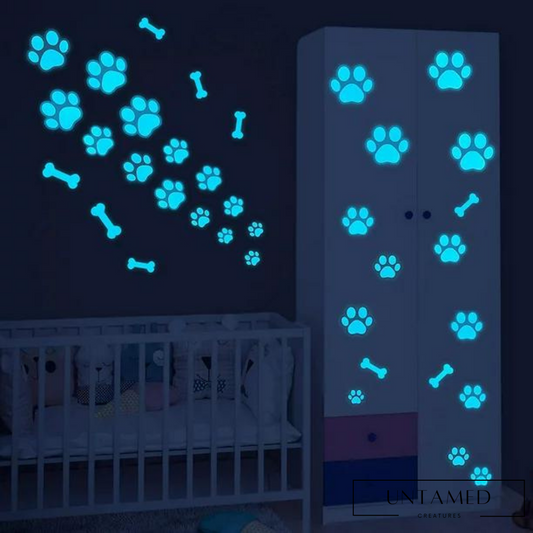 Dog Paw Print Stickers Glow in The Dark