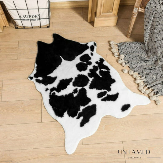 Black and White Cow Print Rug
