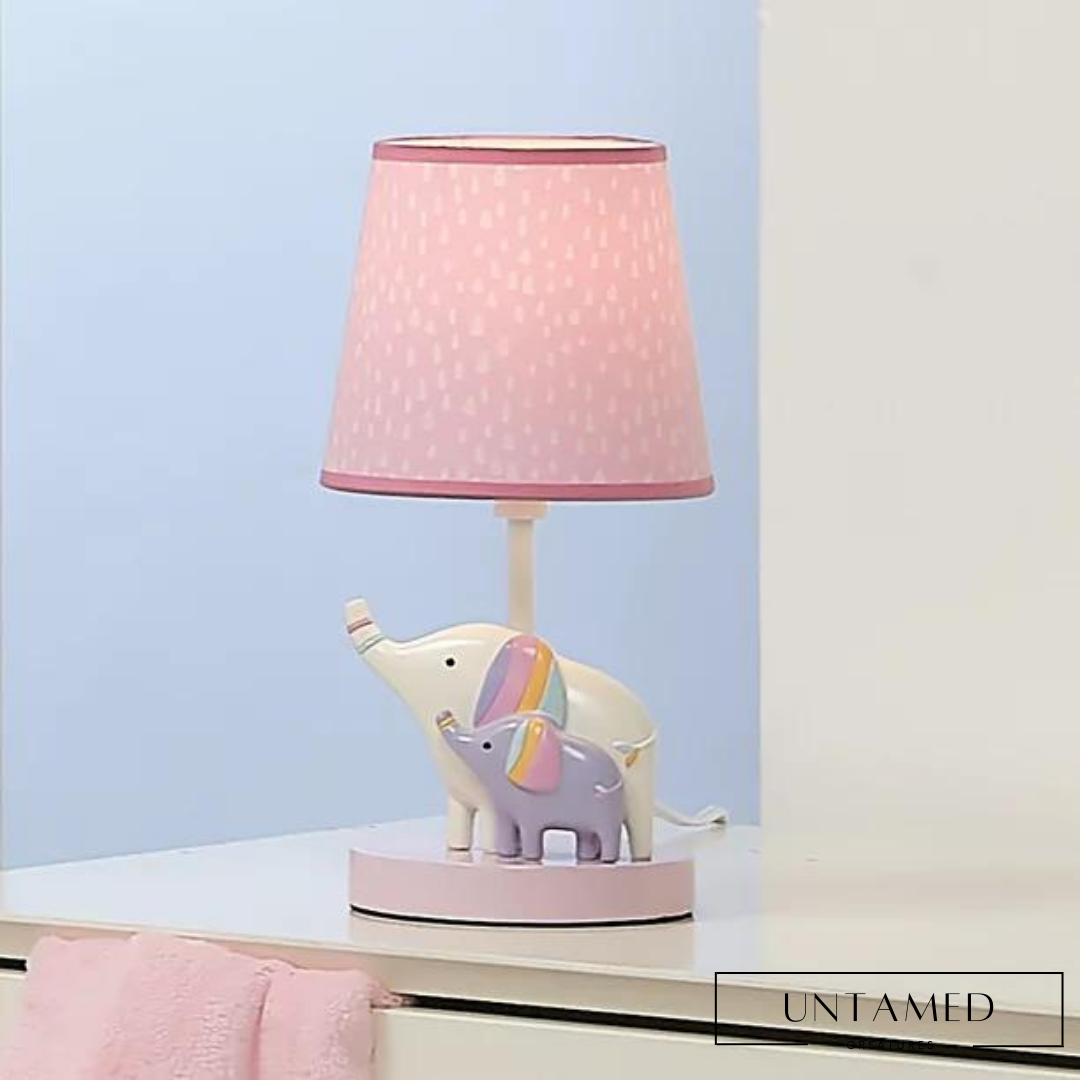Elephant Lavender Nursery Lamp