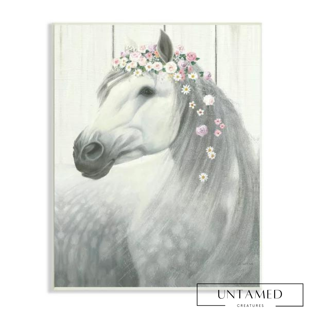 Horse with Flower Crown Wall Art
