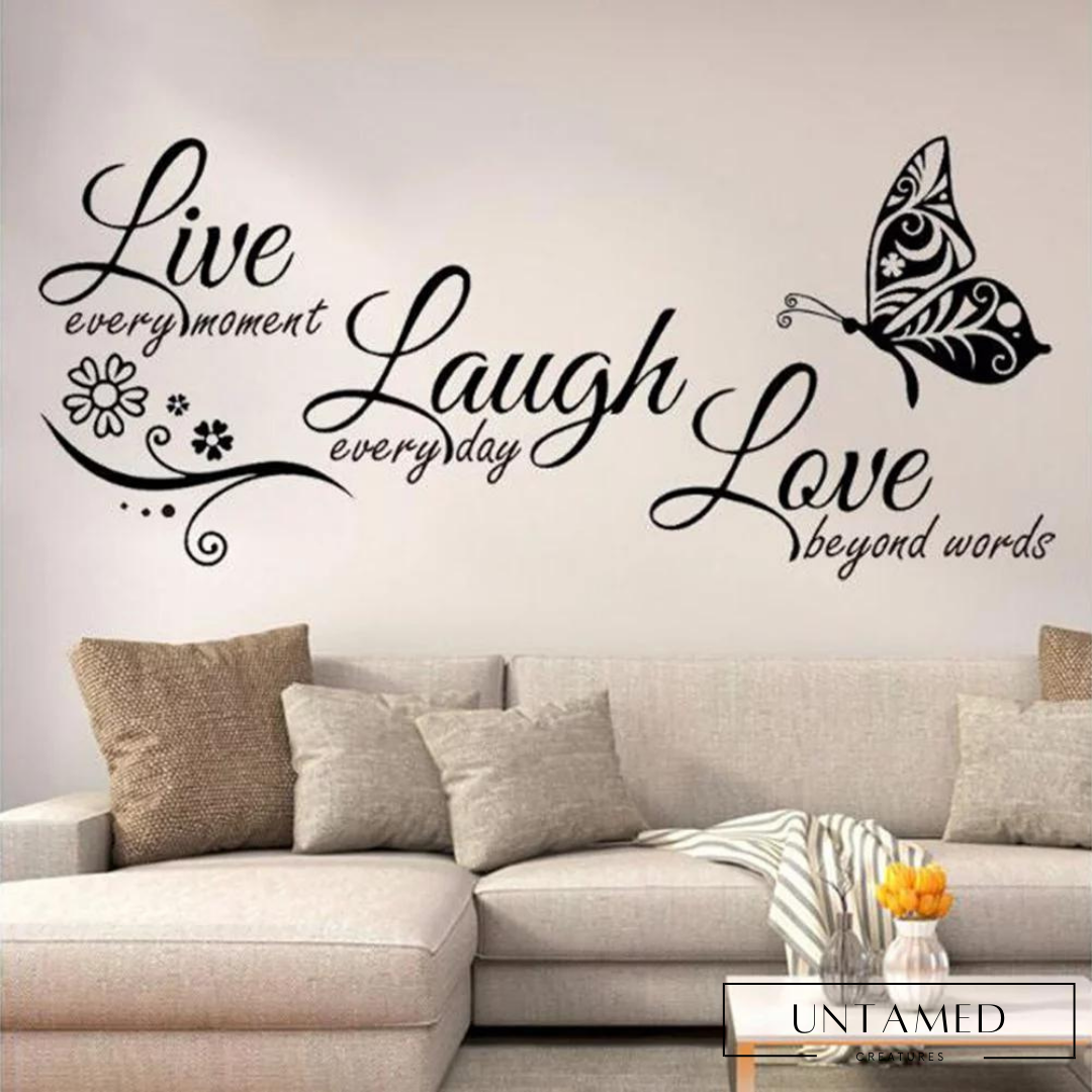 Live Laugh Love Quotes Butterfly Wall Art Stickers