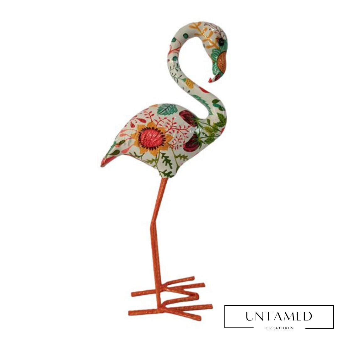 Multicolor Resin Flamingo Garden Statue with Unique Tropical Print Design Yard Decor