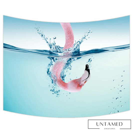 Colorful Polyester Flamingo Decorative Tapestry with Realistic Clear Water Print Room Wall Decor