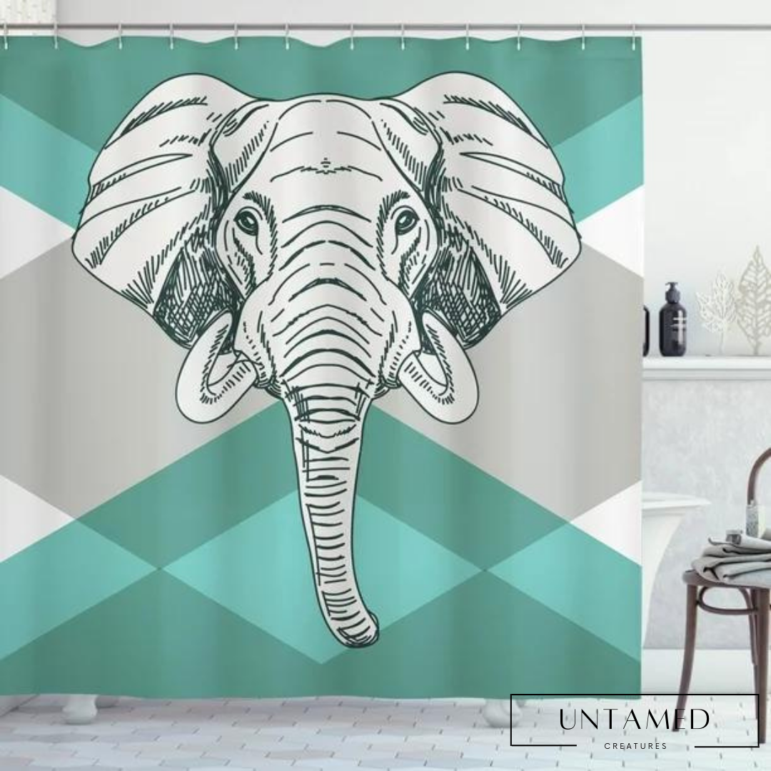 Elephants Decor Shower Curtain Set