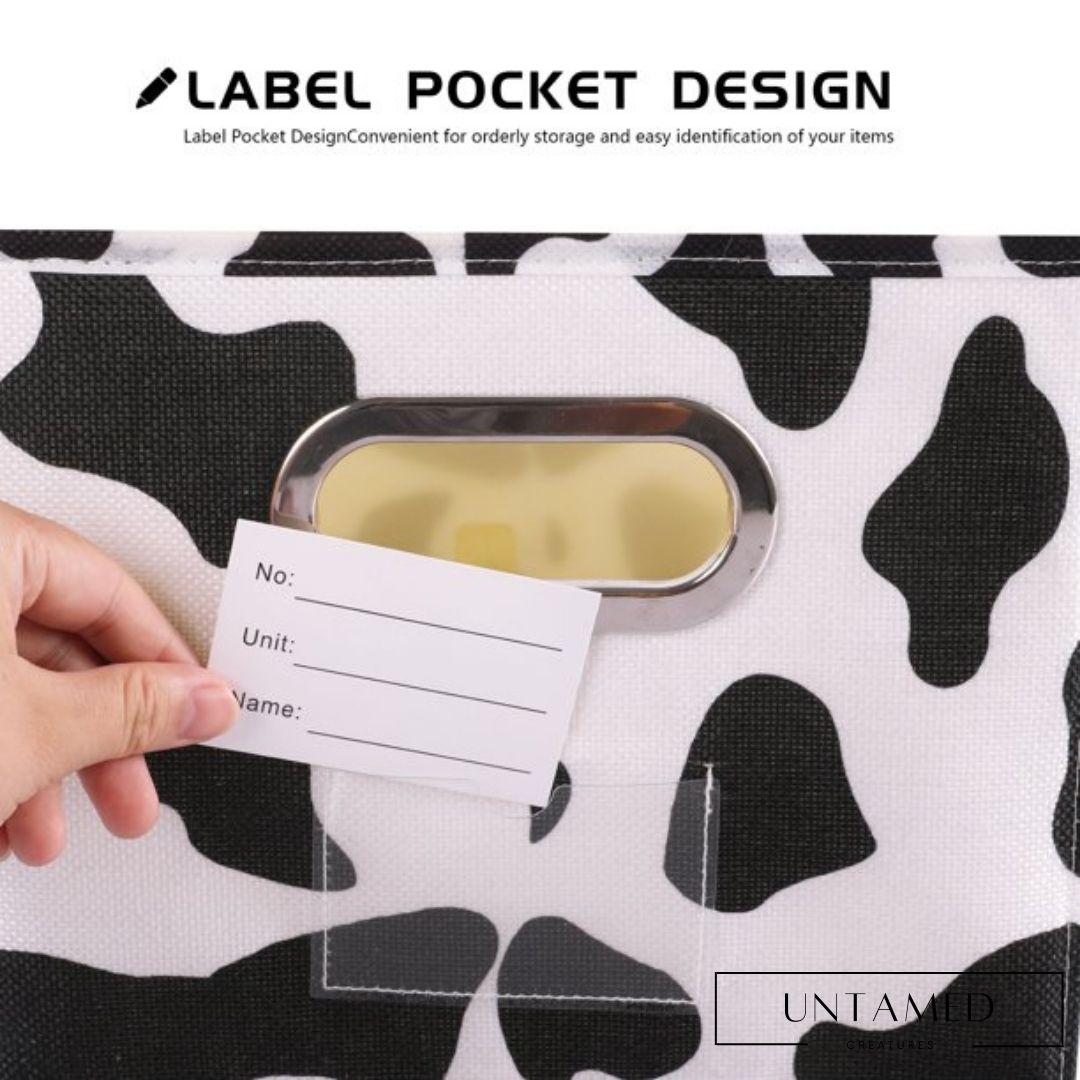 Cow Print Fabric Storage Bin