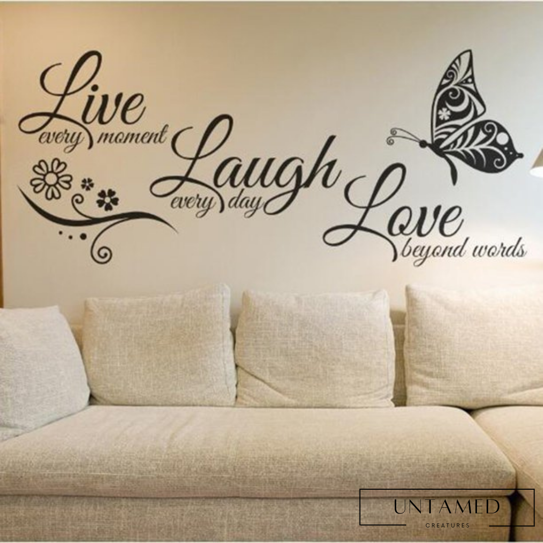 Live Laugh Love Quotes Butterfly Wall Art Stickers