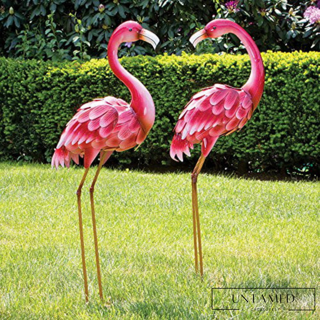 Metal Flamingo Garden Statues
