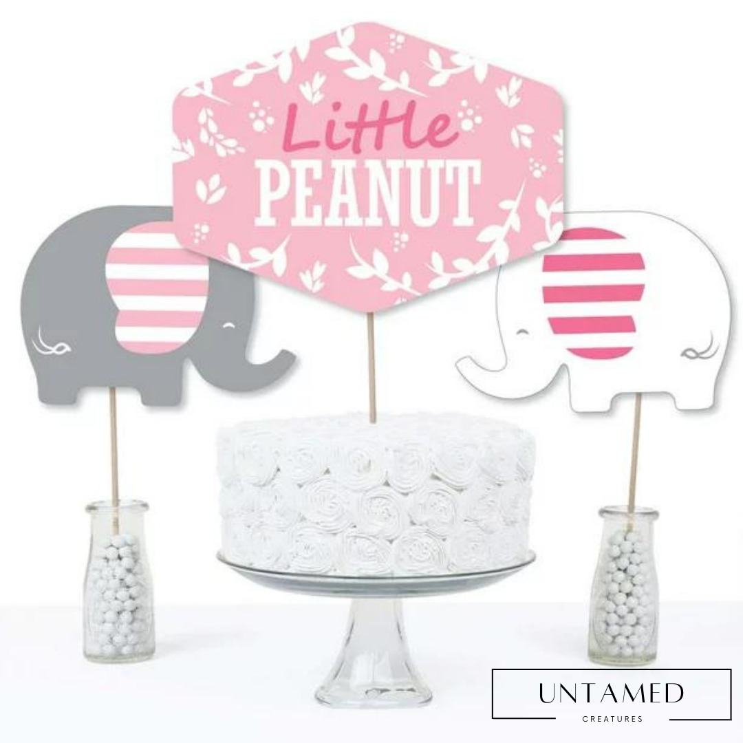 Pink Elephant Party Decor Stick Set