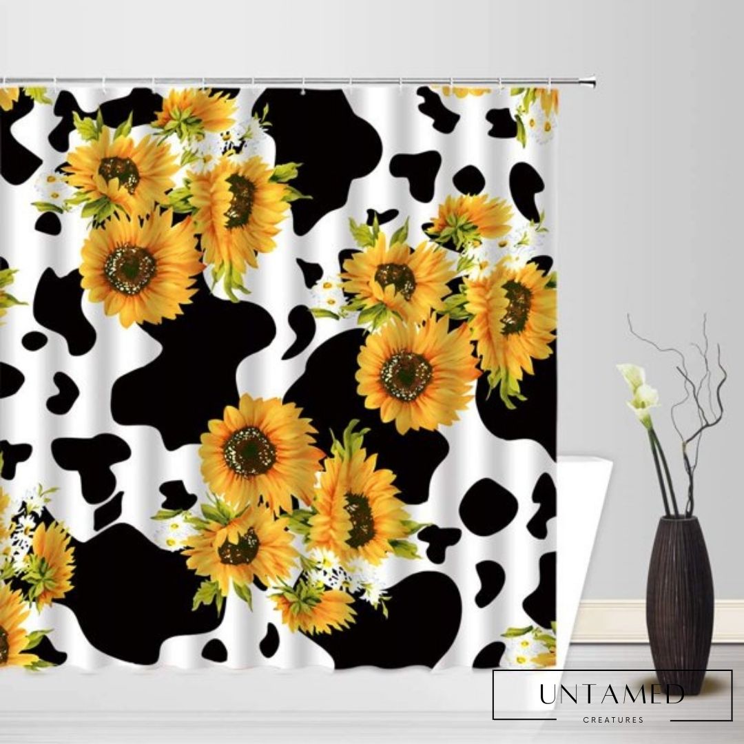 Cowhide Milk Print Sunflower Shower Curtain