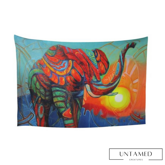 Colorful Sun Elephant Tapestry