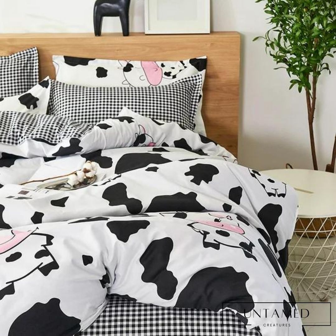 White Cows Print Duvet Cover Set