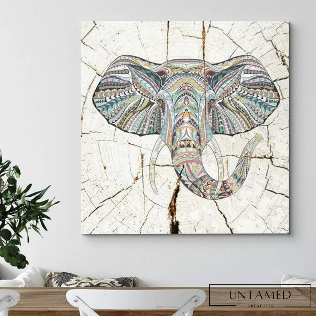 Elephant Wood Effect Canvas