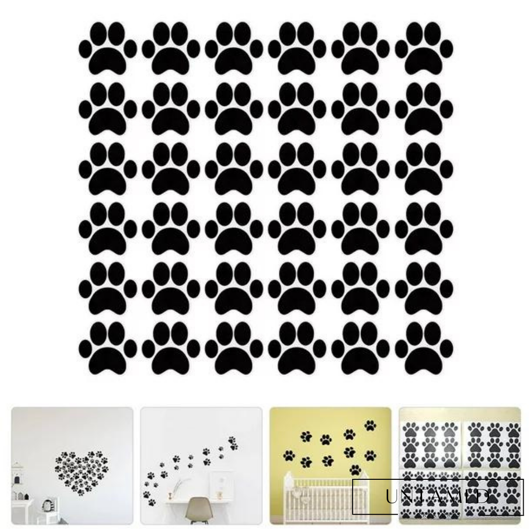Black Vinyl Dog Pawprints Stickers Wall Decor