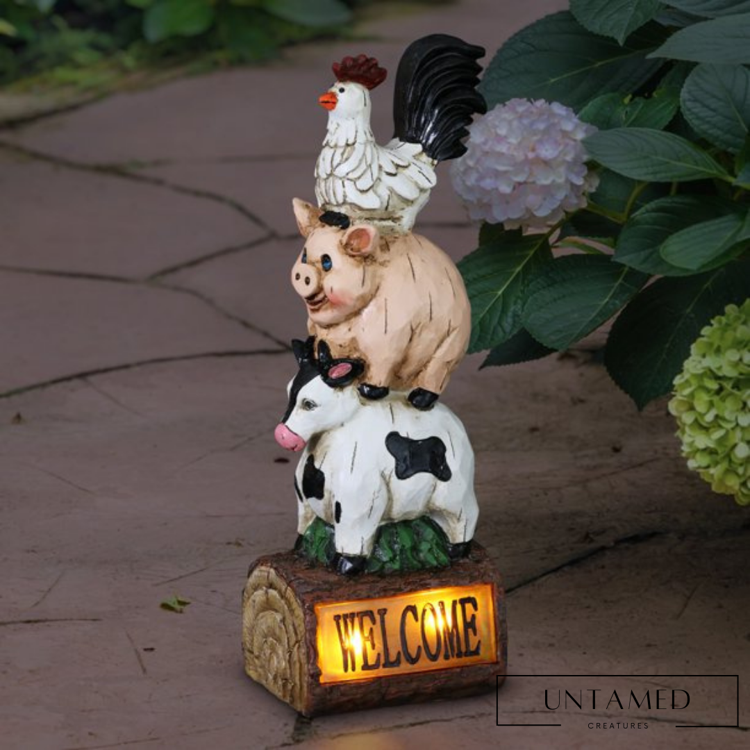 Cow Chicken and Pig Garden Statue Decor