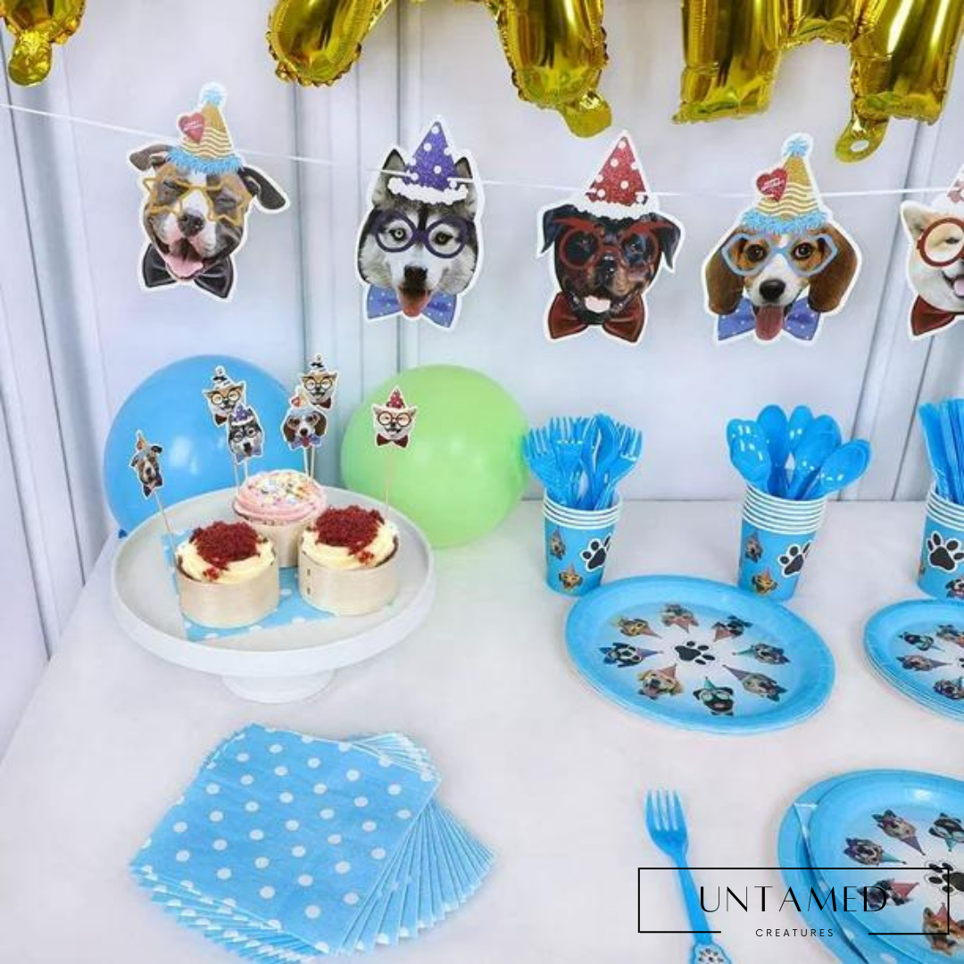 Dog Party Supplies Set Tableware Kit