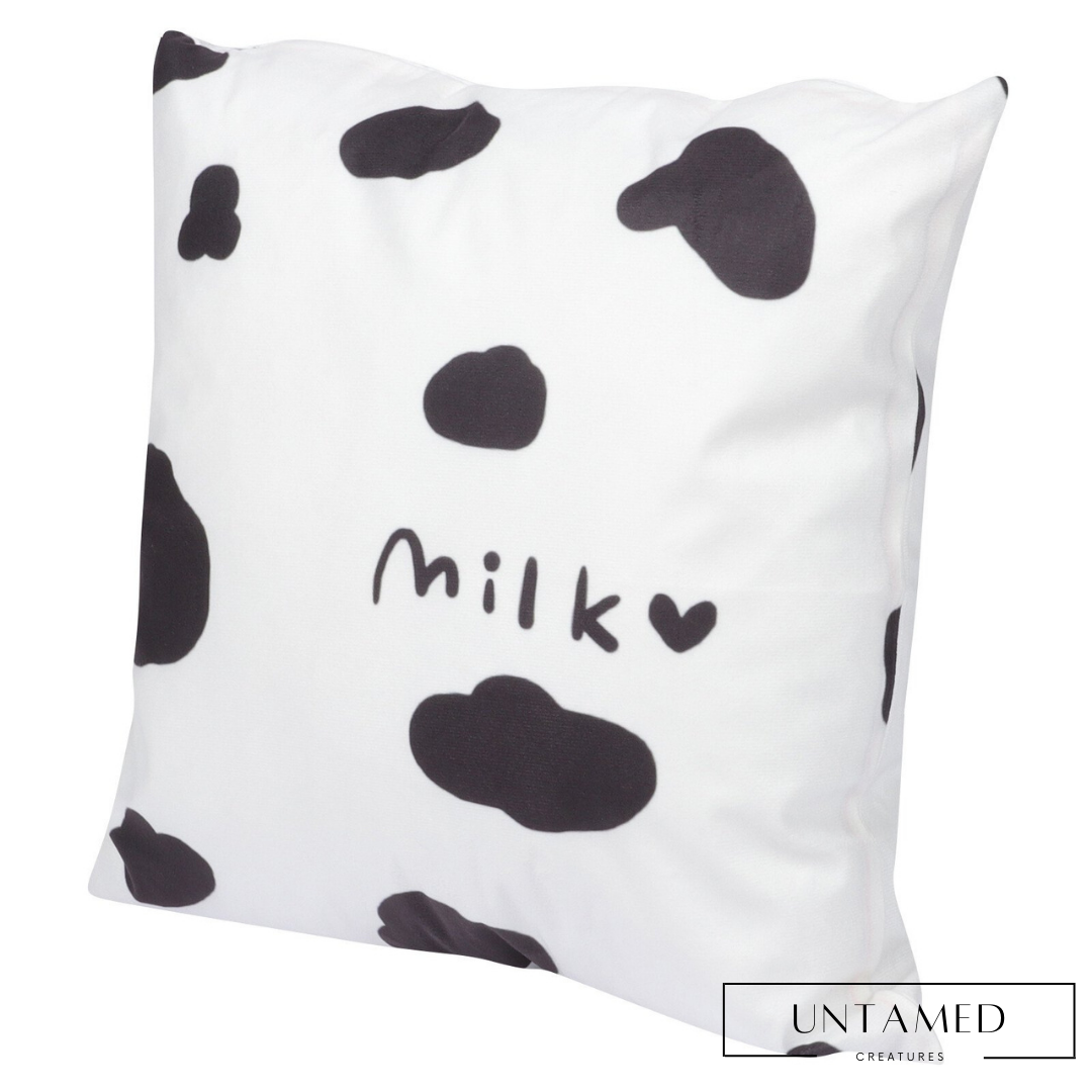 Black White Cotton Cow Throw Pillow with Touch of Whimsy Design Bedroom Decor