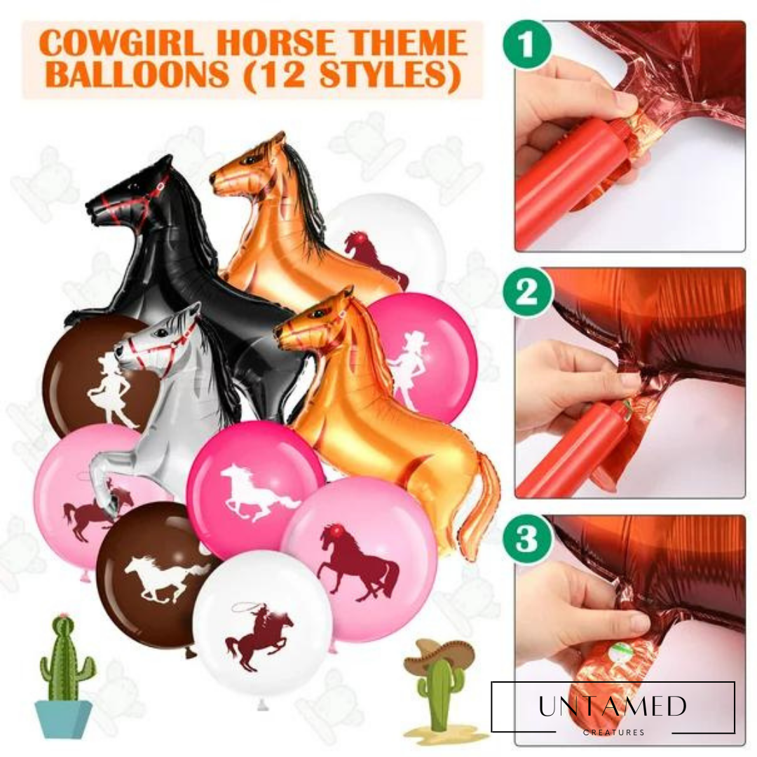 Horse Balloons Set Cowgirl