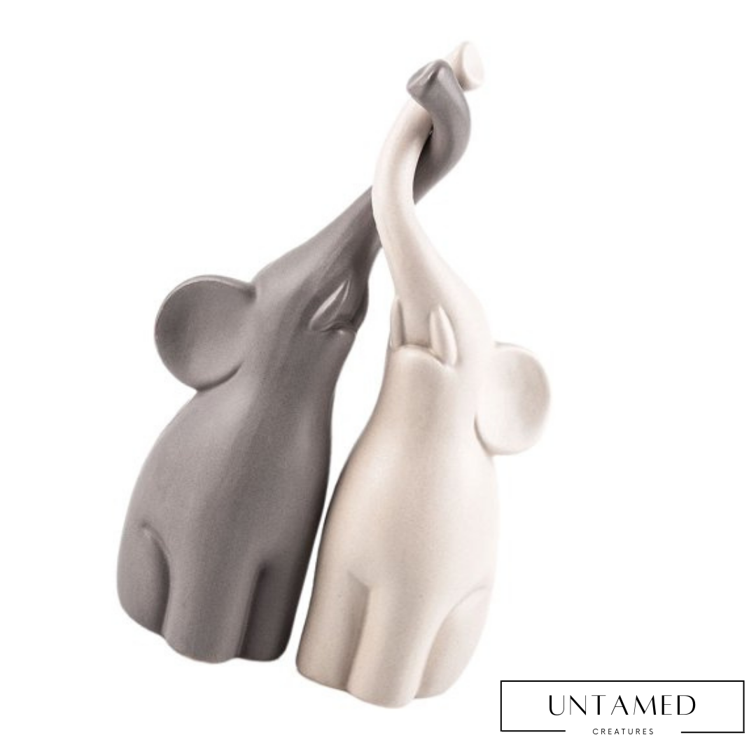Gray Polyresin Elephant Statue with Realistic Minimalist Design Room Decor