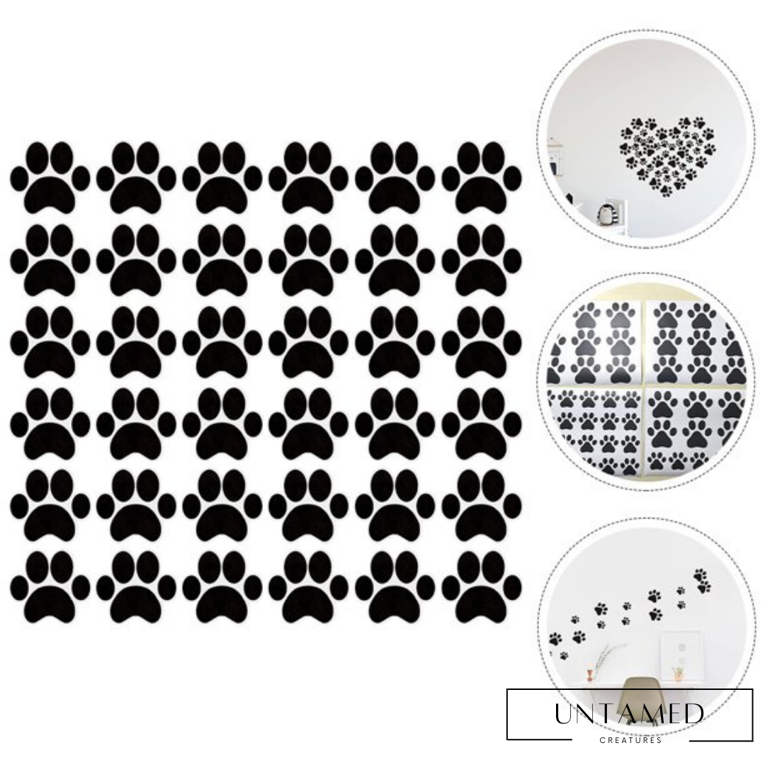 Black Vinyl Dog Pawprints Stickers Wall Decor