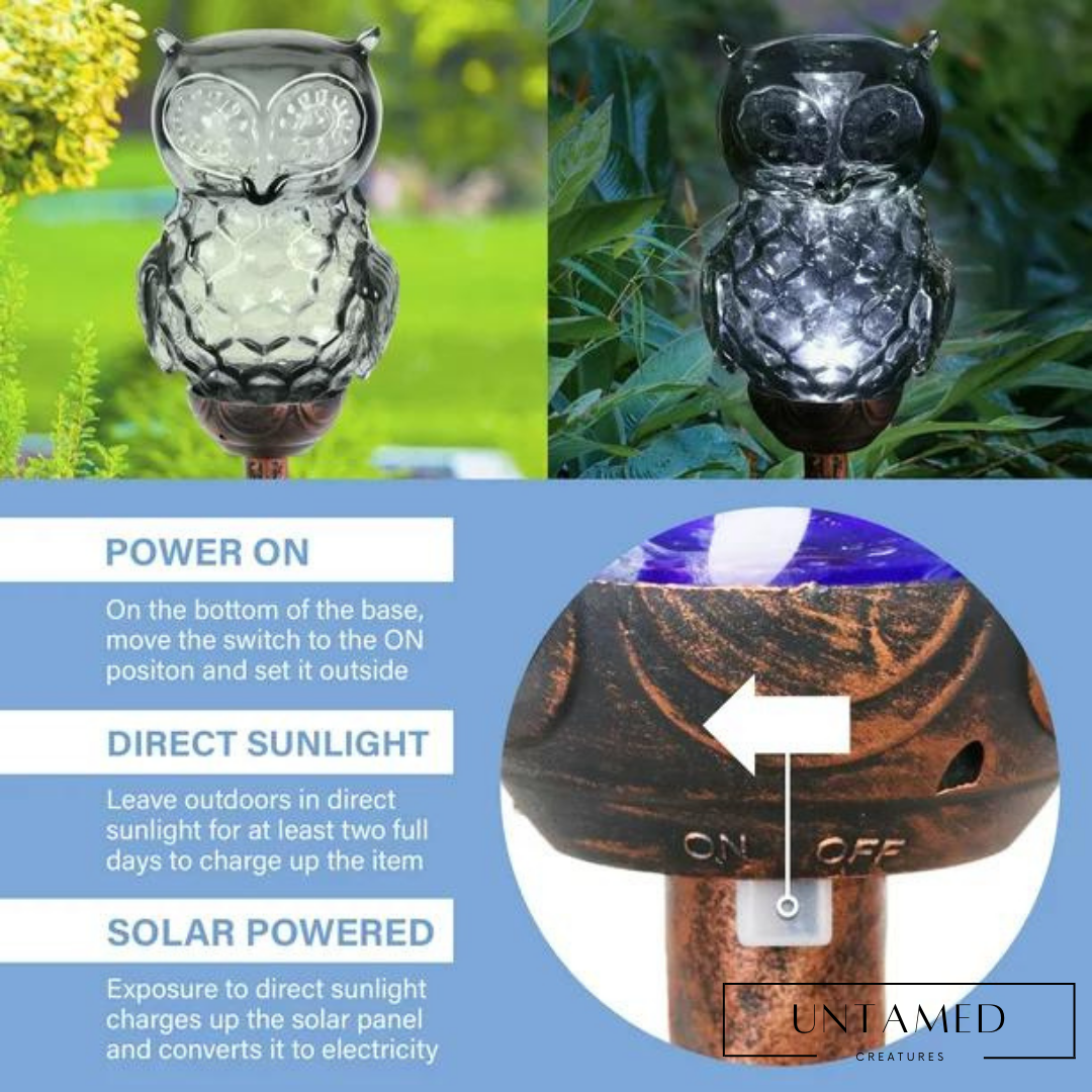 Glass Owl Solar Powered Garden Stake