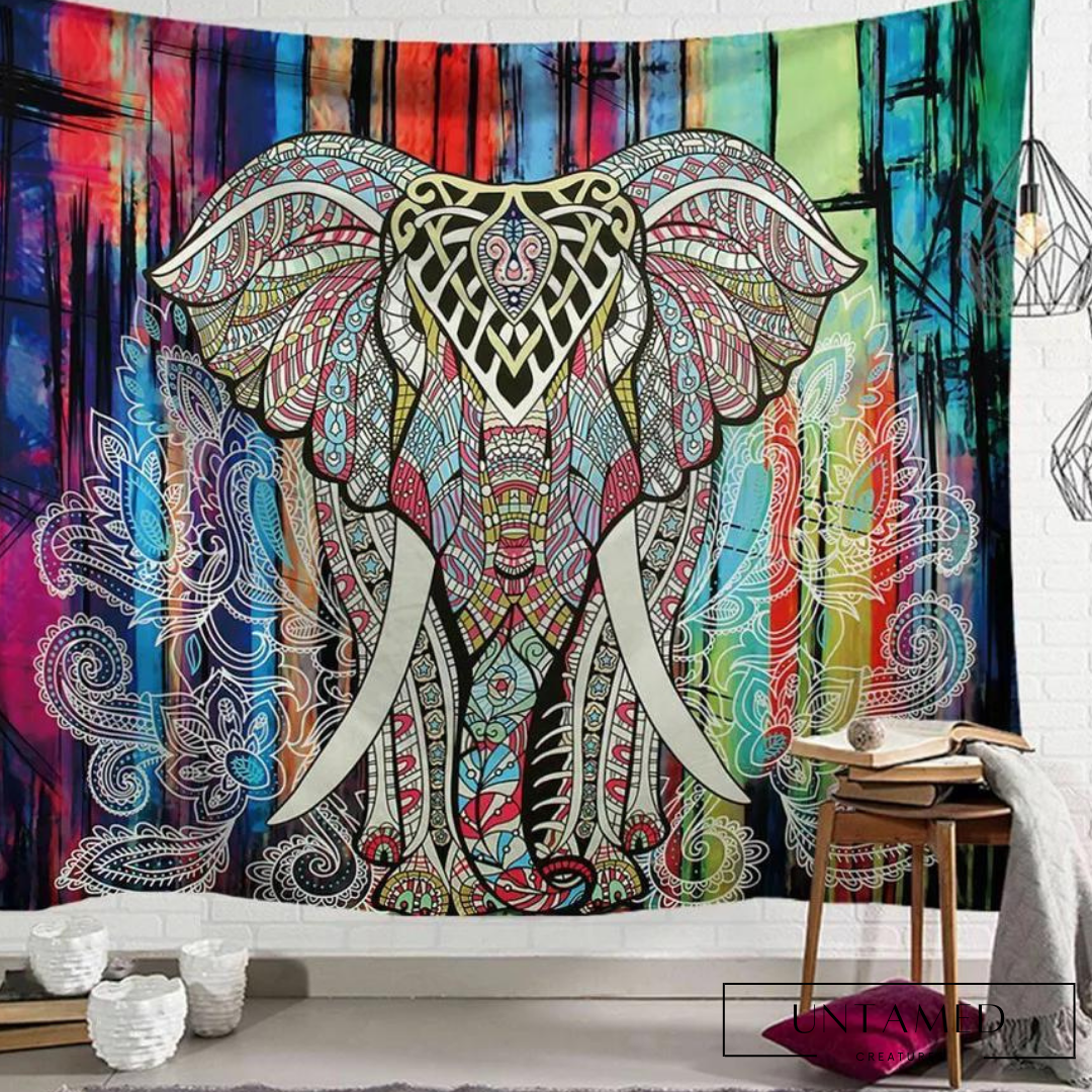 Square Elephant Tapestry Wall Hanging Decor