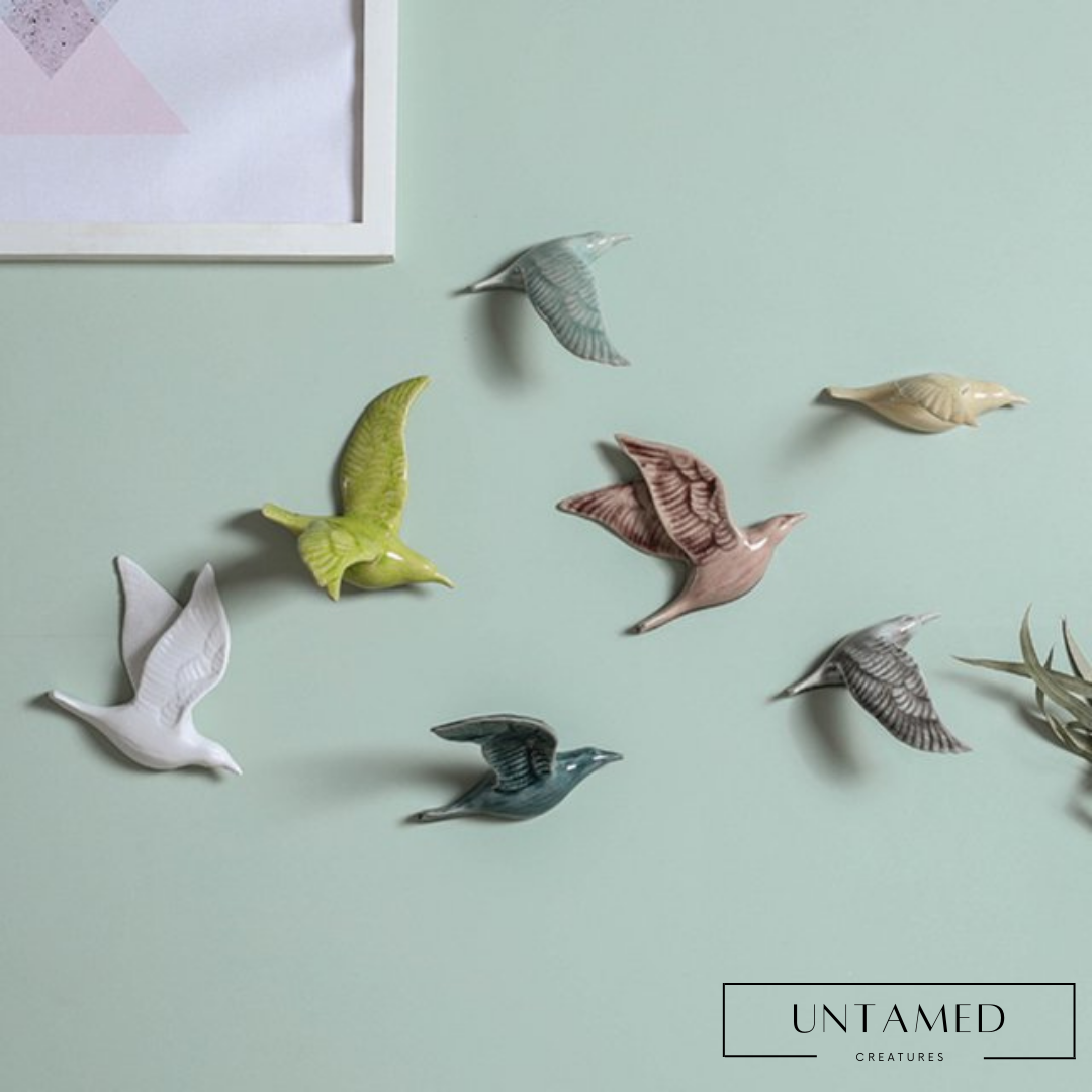 3D Ceramic Flying Birds Wall Decor