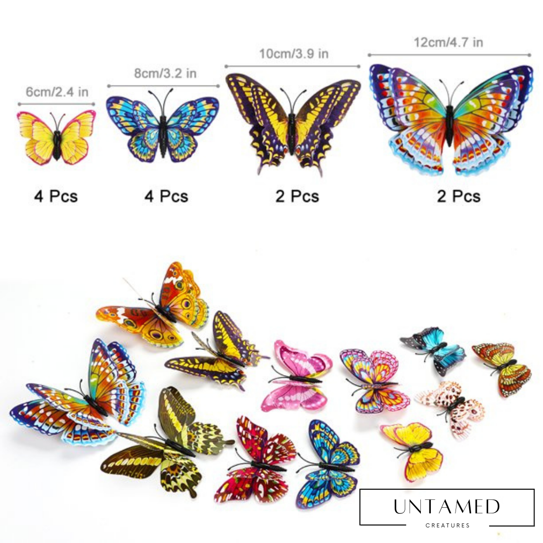 Luminous Sunflower Butterfly Wall Stickers - Set of 2: Home Decor