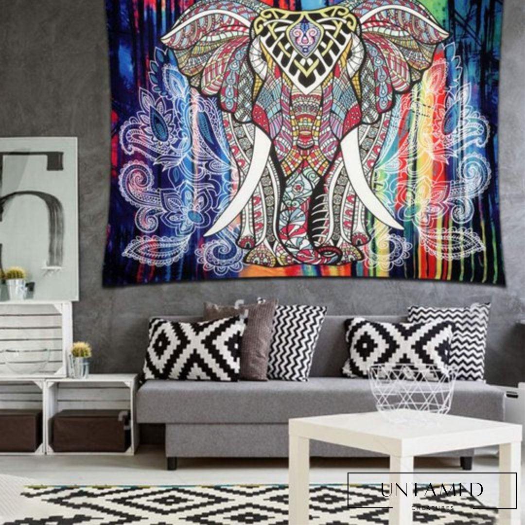 Square Elephant Tapestry Wall Hanging Decor