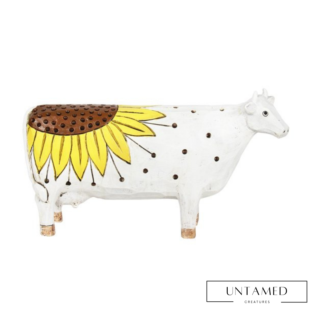 Cow with Sunflower Statue