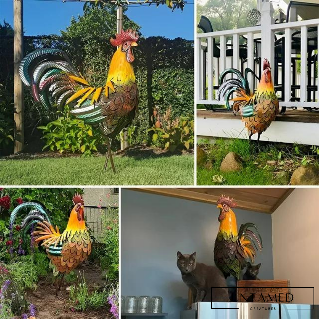 Iron Rooster Sculpture