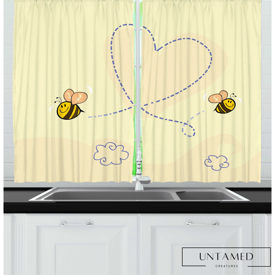 Honey Bee Kitchen Curtains