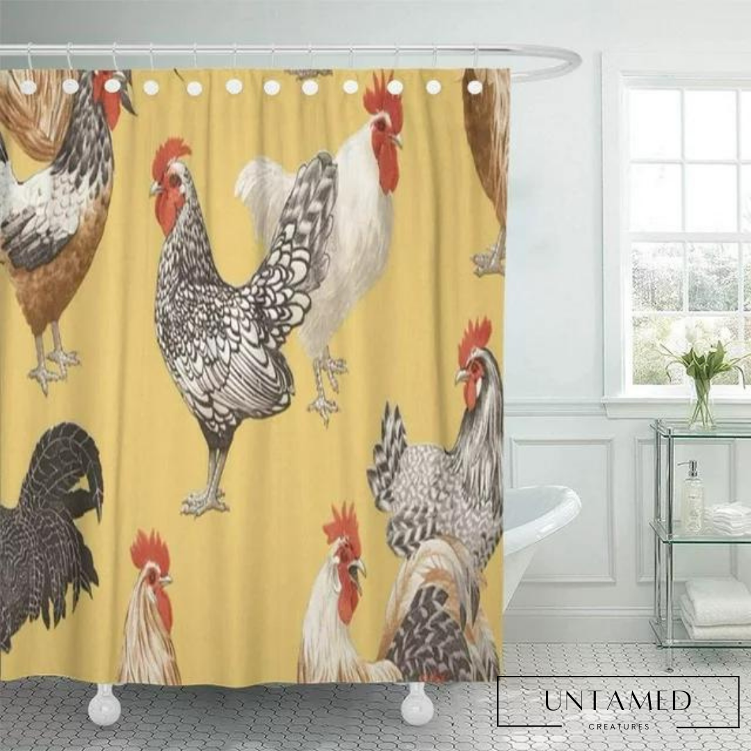 Chicken Red and Gold Bathroom Decor